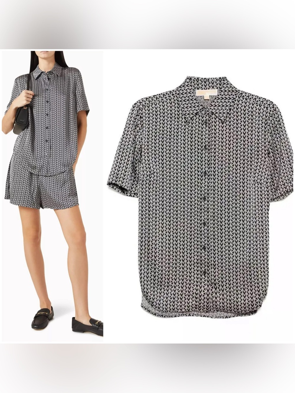 MICHAEL - MICHAEL KORS - Geo / Logo Print Shirt. Small. P2P 20.5”